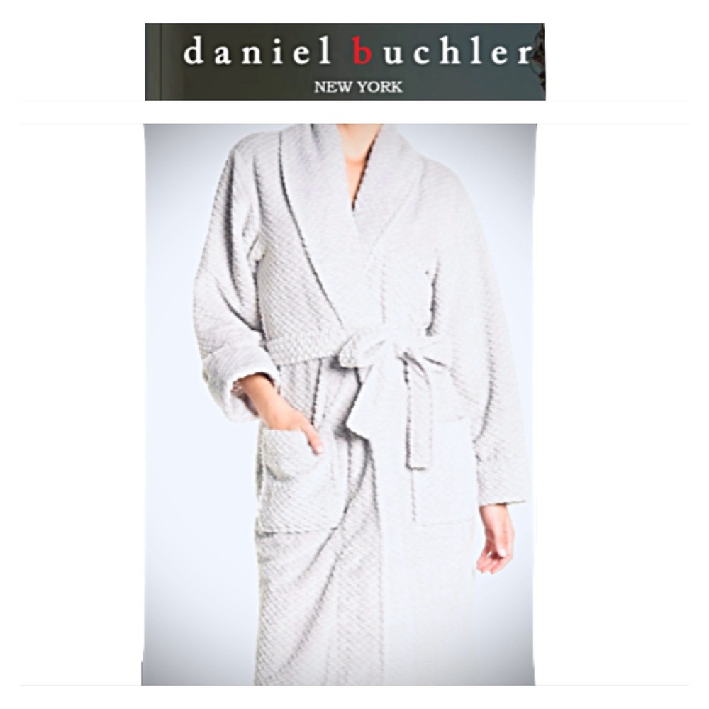 Nordstrom COZY LUXE ROBE Daniel Buchler Large White Belted Diamond Weave NWOT